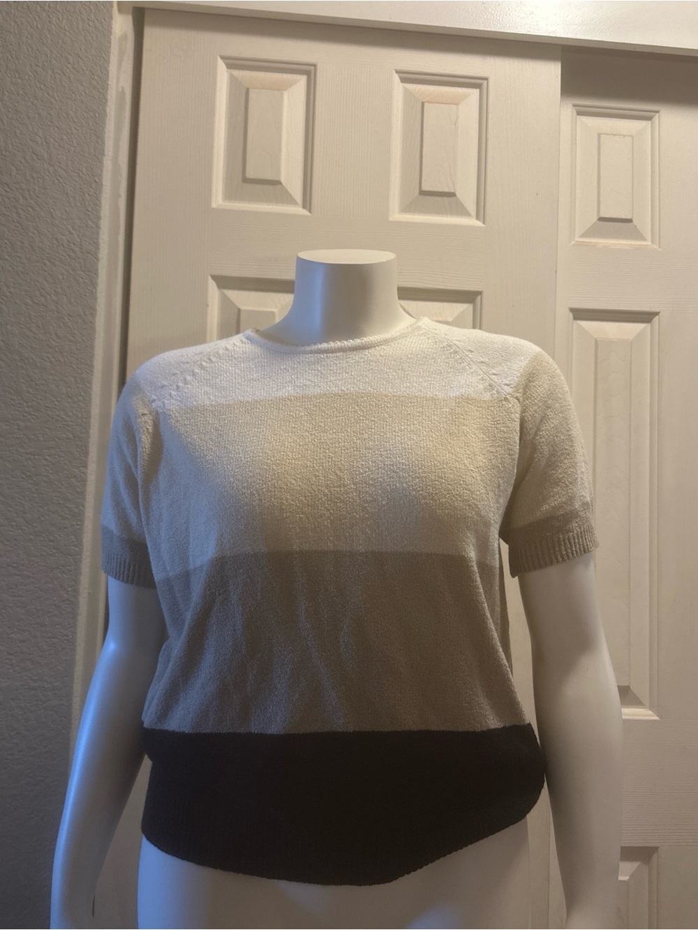 White Stag Cream, Tan & Black Short-Sleeve Colorblock Knit Top